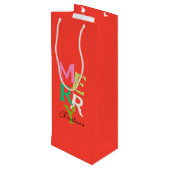 Frohe Weihnachten Moderner Urlaub Geschenktüte Für Weinflaschen (Rückseite Schrägansicht)