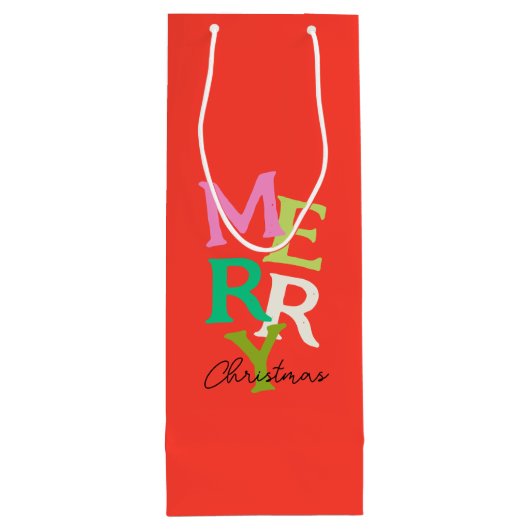 Frohe Weihnachten Moderner Urlaub Geschenktüte Für Weinflaschen (Rückseite)