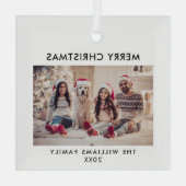 Frohe Weihnachten Moderner Urlaub Ornament Aus Glas (Rückseite)