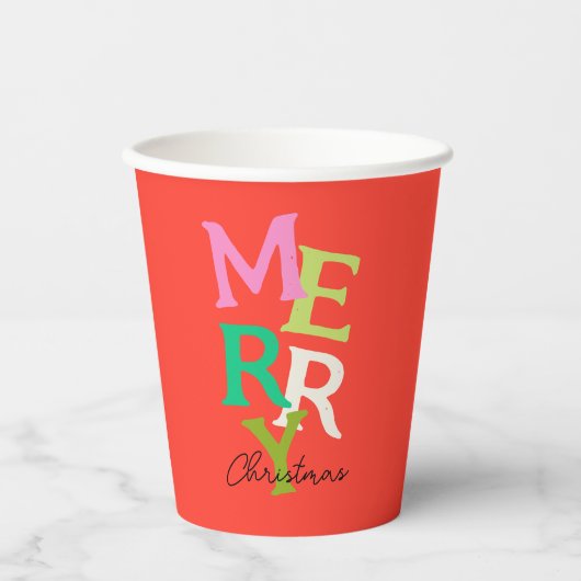 Frohe Weihnachten Moderner Urlaub Pappbecher (Vorderseite)