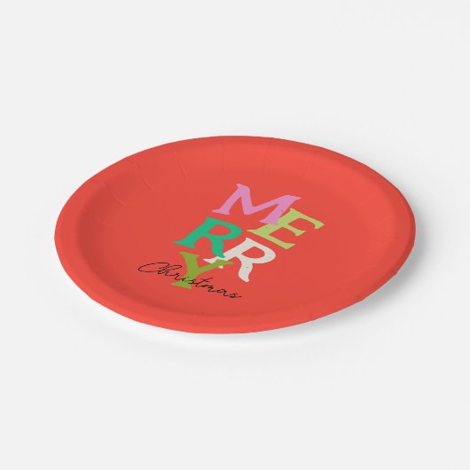 Frohe Weihnachten Moderner Urlaub Pappteller (Schrägansicht)