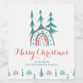 Frohe Weihnachten Moderner Urlaub Rainbow Trees We Weinetikett (Einzelnes Label)