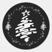 Frohe Weihnachten Moderner Urlaub Schwarzer Umschl Runder Aufkleber (Vorderseite)