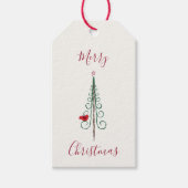 Frohe Weihnachten - Moderner Weihnachtsbaum Rot Gr Geschenkanhänger (Vorderseite)