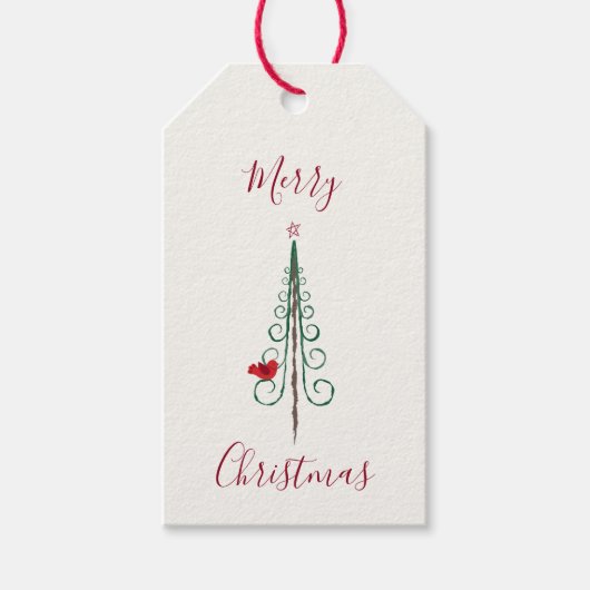 Frohe Weihnachten - Moderner Weihnachtsbaum Rot Gr Geschenkanhänger (Vorderseite)