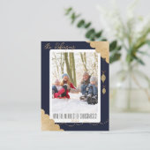 Frohe Weihnachten | Modernes blaues Foto Dunkelbla (Stehend Vorderseite)