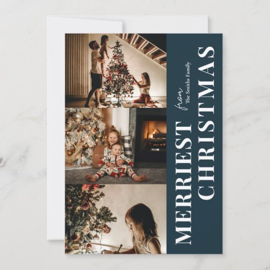 Frohe Weihnachten Modernes Blue Script Foto (Vorderseite)