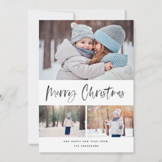 Frohe Weihnachten Modernes Brush Script Collage Fo (Vorderseite)