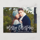 Frohe Weihnachten Modernes Brush Script-Foto Postkarte (Vorderseite)