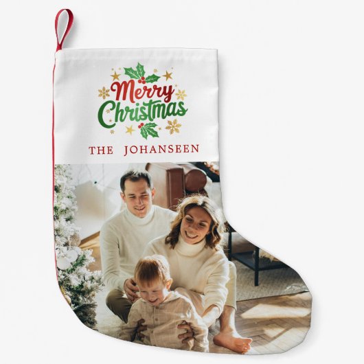 Frohe Weihnachten Modernes Classic Foto Kleiner Weihnachtsstrumpf (Vorderseite)