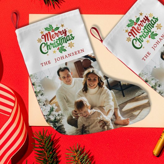 Frohe Weihnachten Modernes Classic Foto Kleiner Weihnachtsstrumpf