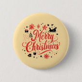 Frohe Weihnachten Modernes Design | Rot und Weiß Button (Vorderseite)