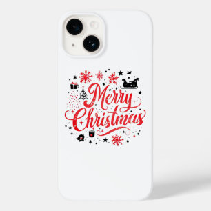 Frohe Weihnachten Modernes Design Rot und Weiß Case-Mate iPhone 14 Hülle