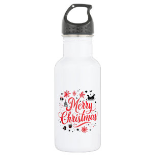 Frohe Weihnachten Modernes Design Rot und Weiß Edelstahlflasche
