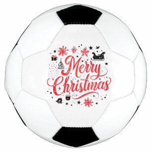 Frohe Weihnachten Modernes Design   Rot und Weiß Fußball