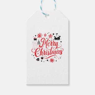 Frohe Weihnachten Modernes Design Rot und Weiß Geschenkanhänger