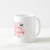 Frohe Weihnachten Modernes Design | Rot und Weiß Kaffeetasse (VorderseiteRechts)