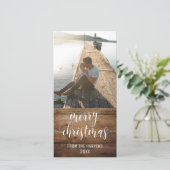 Frohe Weihnachten Modernes Drehbuch & Braun Rustik (Stehend Vorderseite)