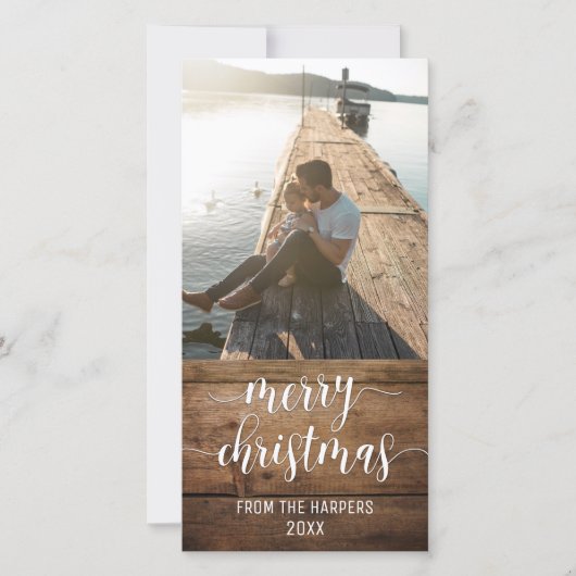 Frohe Weihnachten Modernes Drehbuch & Braun Rustik (Vorderseite)