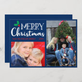 Frohe Weihnachten Modernes Foto Blue Red Green (Vorne/Hinten)