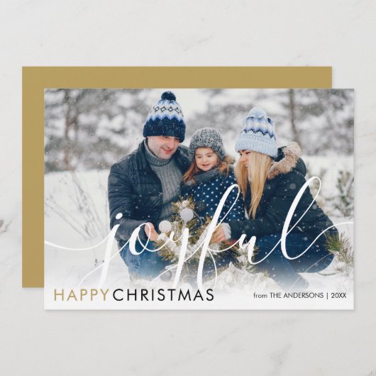 Frohe Weihnachten Modernes Foto Chic Script (Vorne/Hinten)