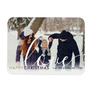 Frohe Weihnachten Modernes Foto Chic Script Liebe Magnet