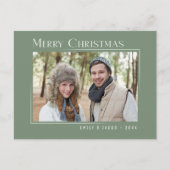 Frohe Weihnachten Modernes Foto Elegant Grün (Vorderseite)