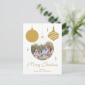 Frohe Weihnachten Modernes Foto Gold Script (Stehend Vorderseite)