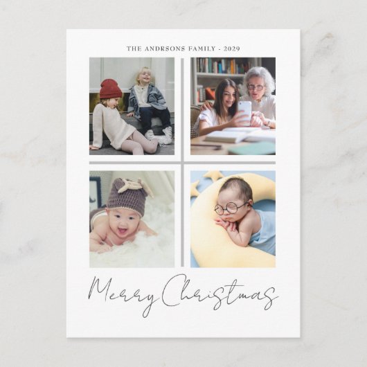 Frohe Weihnachten Modernes Foto Holiday Postkarte (Vorderseite)