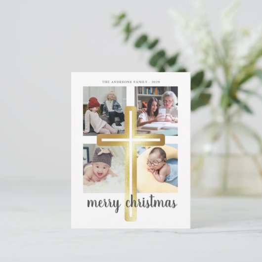 Frohe Weihnachten Modernes Foto Holiday Postkarte (Stehend Vorderseite)