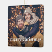 Frohe Weihnachten Modernes Foto Keramikornament (Links)