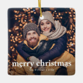 Frohe Weihnachten Modernes Foto Keramikornament (Vorderseite)