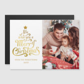 Frohe Weihnachten Modernes Foto Magnetic Holiday C Magnetkarte (Vorne/Hinten)