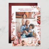 Frohe Weihnachten Modernes Foto mit Blumen und Ren (Vorne/Hinten)