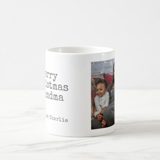 Frohe Weihnachten Modernes Foto und Text Kaffeetasse (Mittel)