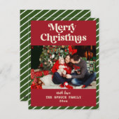 Frohe Weihnachten Modernes gestreiftes Foto (Vorne/Hinten)