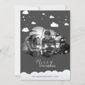 Frohe Weihnachten Modernes Grau, Cloud Foto Hollid Einladung (Vorderseite)