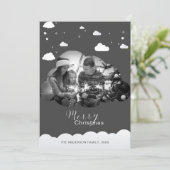 Frohe Weihnachten Modernes Grau, Cloud Foto Hollid Einladung (Stehend Vorderseite)