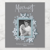 Frohe Weihnachten Modernes Holiday Style Foto Weinetikett (Einzelnes Label)