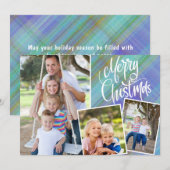 Frohe Weihnachten Modernes Kariertes Drei Foto (Vorne/Hinten)