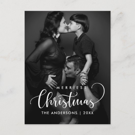 Frohe Weihnachten Modernes Minimalistisches Foto Postkarte (Vorderseite)