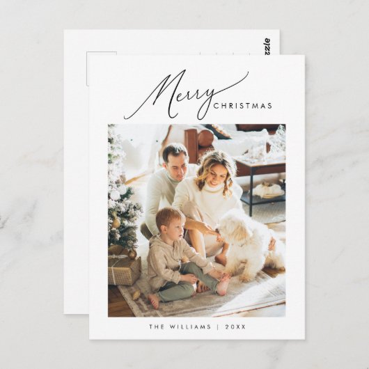 Frohe Weihnachten, modernes Minimalistisches Foto Postkarte (Vorne/Hinten)