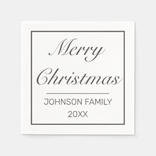 Frohe Weihnachten Modernes Minimalistisches Weiß S Serviette