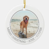 Frohe Weihnachten Modernes Niedliches Dog Pet Foto Keramik Ornament (Vorne)