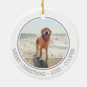 Frohe Weihnachten Modernes Niedliches Dog Pet Foto Keramik Ornament (Hinten)