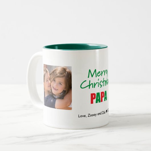Frohe Weihnachten Modernes Papa 2 Foto Tasse (Vorderseite Links)