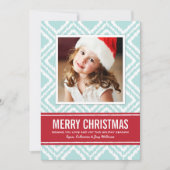 Frohe Weihnachten Modernes Rot und Blau Ikat Foto (Vorderseite)