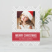 Frohe Weihnachten Modernes Rot und Grau Ikat Foto (Stehend Vorderseite)