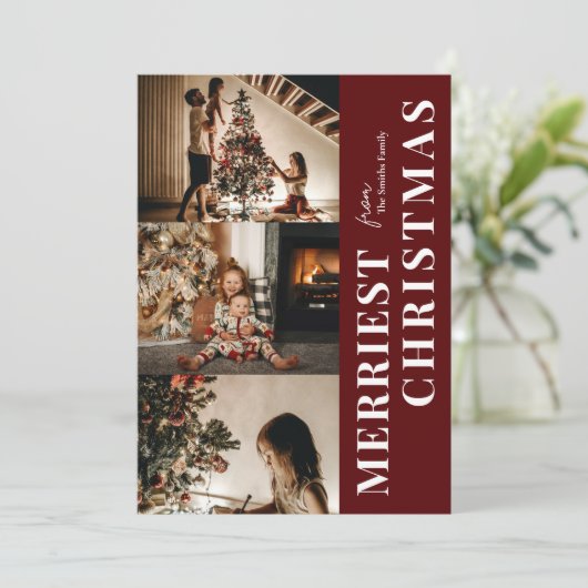 Frohe Weihnachten Modernes Rotes Script Foto (Stehend Vorderseite)