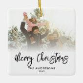 Frohe Weihnachten Modernes Script 2 Foto Keramikornament (Vorderseite)